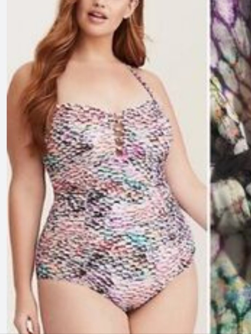 Torrid Pastel Mermaid One Piece Swimsuit Rouched Lattice Bodice Plus Size 2X